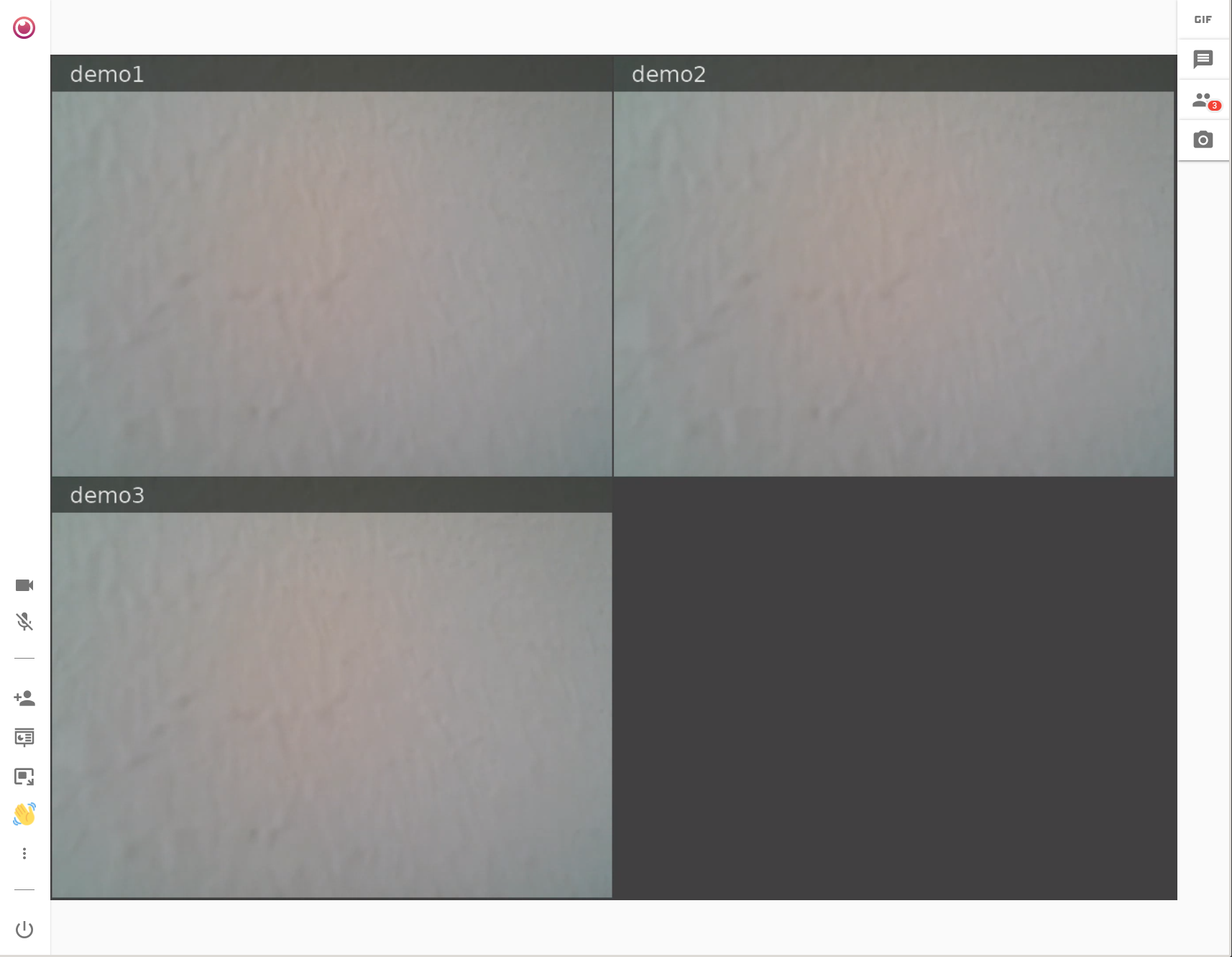 Three participants in auto layout mode